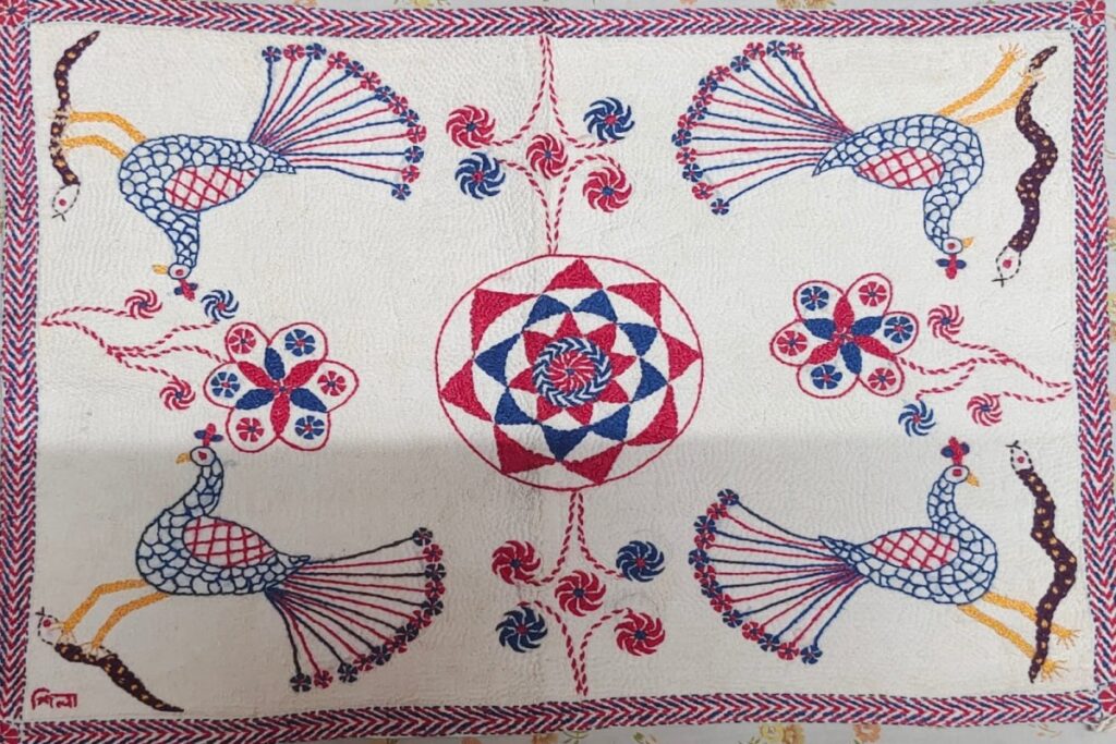 Three Layered Traditional Nakshi Kantha Wall Hanging